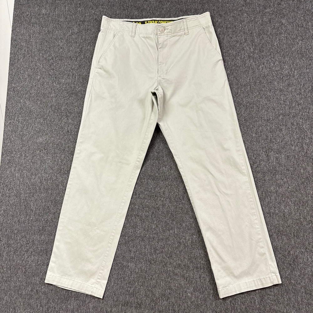 Lee X-Treme Comfort Pants Mens 33x30 (Fits 32x30) Beige Chinos Stretch Casual